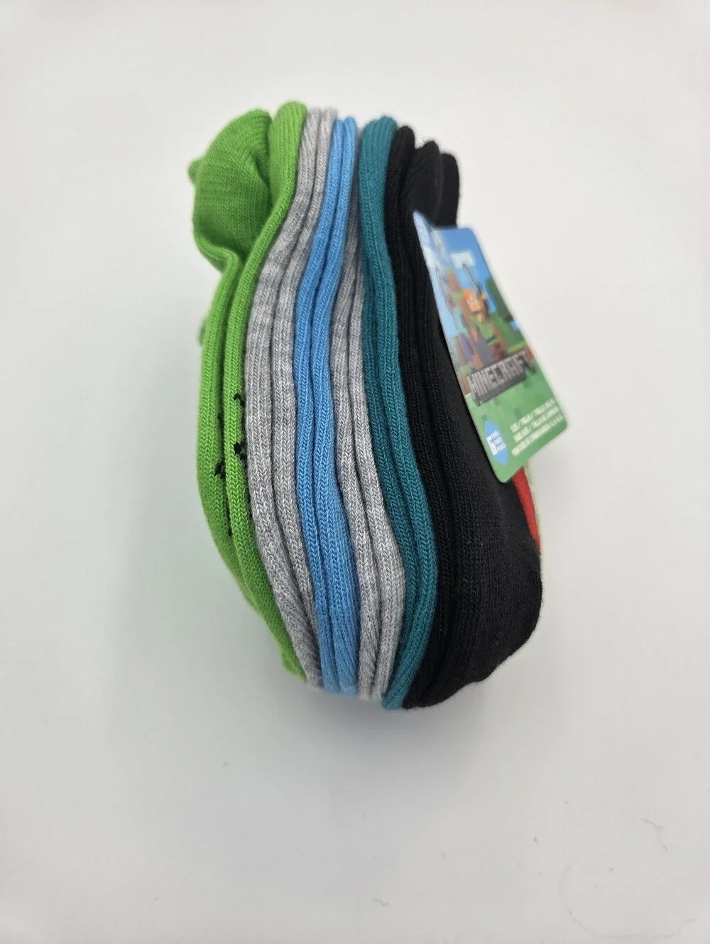 Kids Minecraft Black & Green No Show Socks XS/S (5.5-8.5) 6 Pairs Nwt